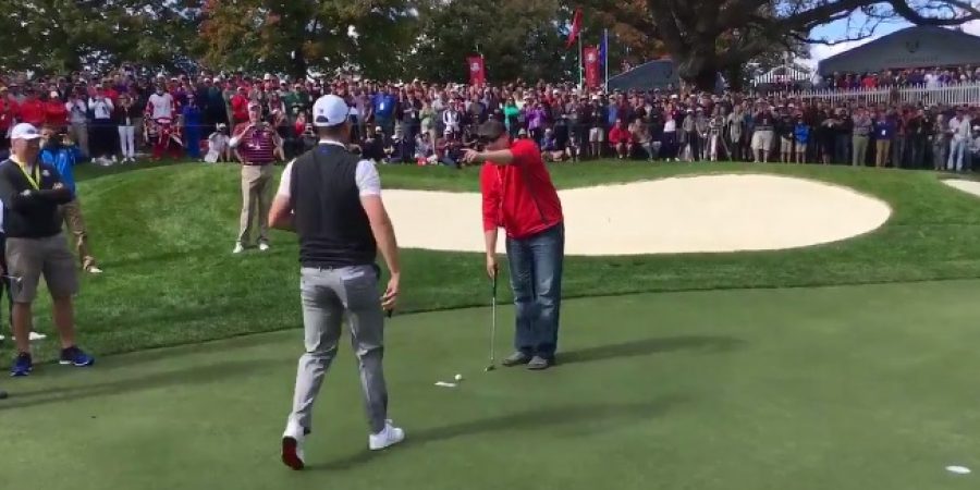 Euro Pro Golfer Mocks American Heckler By Daring Him To Make Shot…Amercan Takes The Challenge…Swings…