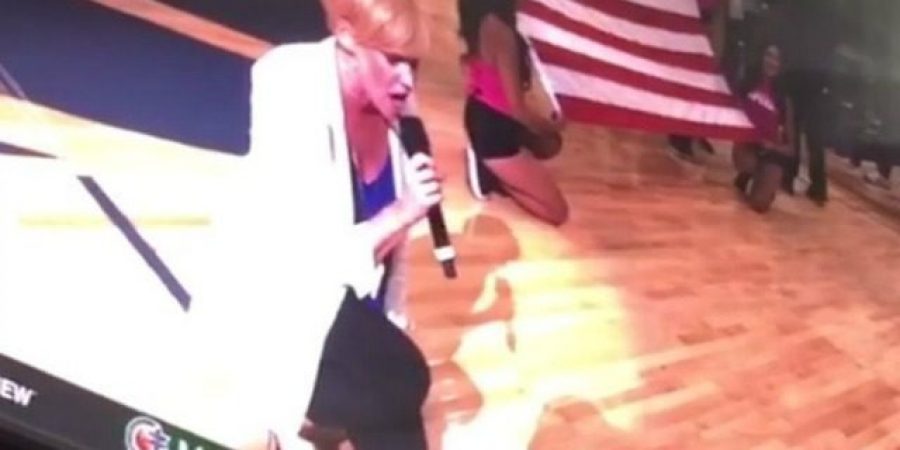 Singer Takes A Knee While Performing National Anthem At NBA Game, Ruining Cancer Awareness Event